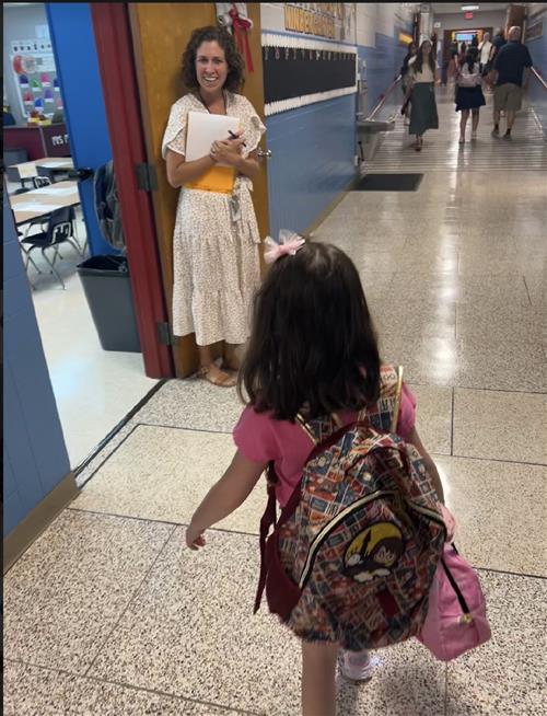 student entering classroom